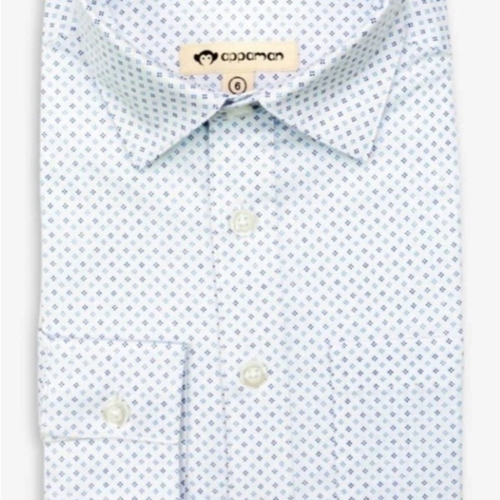Appaman Boys White and Blue Geometric Shirt